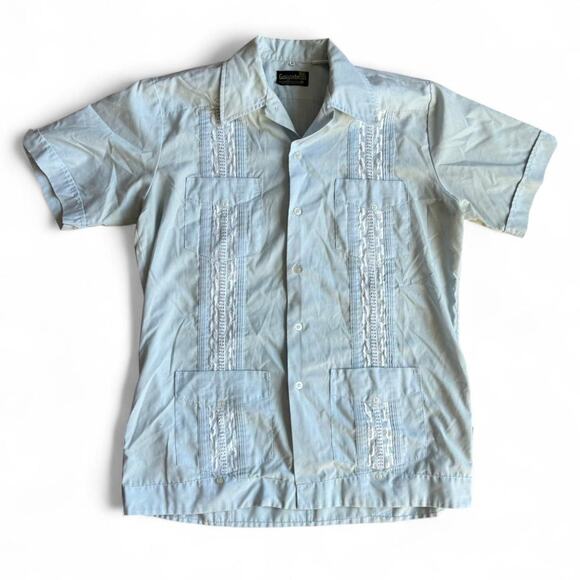 Vintage VTG 80’s 90’s Guayabera Short Sleeve Button Down Shirt - Picture 1 of 8
